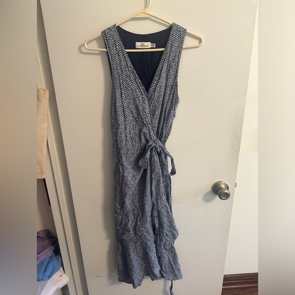 Vineyard Vines Midi Navy Dot Wrap Dress - Picture 2 of 6